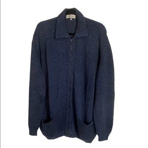 Ermenegildo Zenga Men’s Cotton Zip Front Cardigan Marled Blue/Black SZ XL (54)